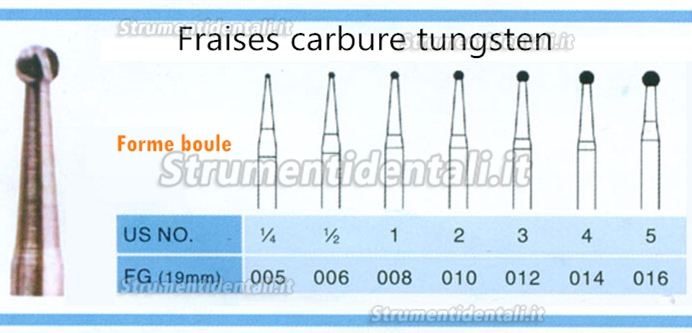 FG008 Frese Carburo tungsteno turbina forma palla 20pz